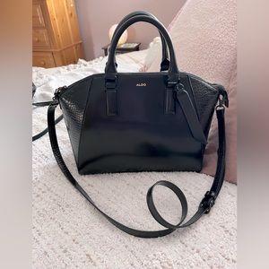 EUC Aldo black satchel handbag with adjustable crossbody strap